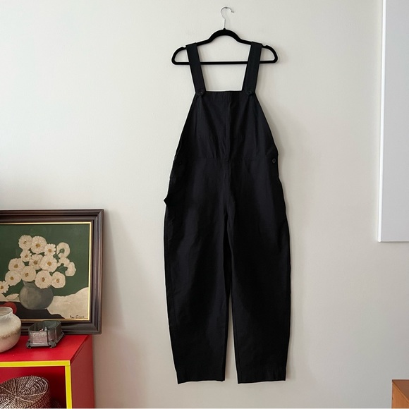 COS Barrel-Leg Cotton Dungarees in Black - Picture 2 of 9